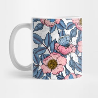 Dog rose and butterflies Mug